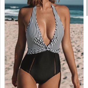 Deep plunge one-piece